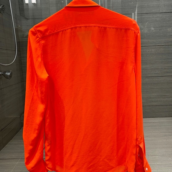 Polo RL Neon Orange Button Down Long Sleeve Blouse - Picture 4 of 8